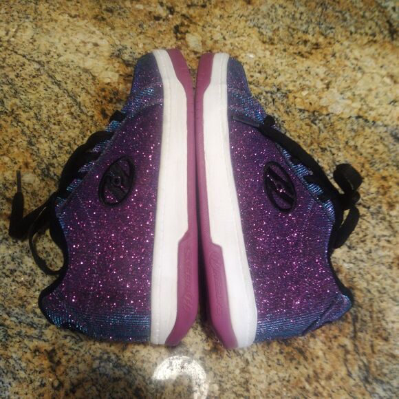 Heelys Girls Split Purple Aqua Skate Shoes Glitter Roller Shoes Size Youth 4 - Picture 7 of 12